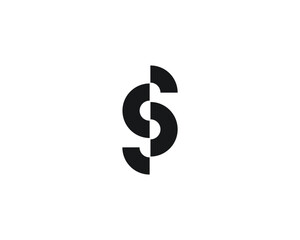 Obraz premium Modern geometric cut letter S or double S logo. Abstract chain link. Sleek black vector logotype ideal for tech startups, digital security, or creative corporate branding