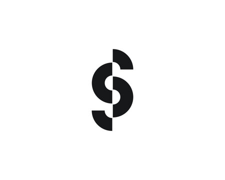 Modern geometric cut letter S or double S logo. Abstract chain link. Sleek black vector logotype ideal for tech startups, digital security, or creative corporate branding