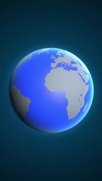 The animation shows a graphic representation of the earth and highlights the location and map of North Macedonia colored red in vertical format.