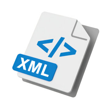 Xml file with blue coding symbol isolated on a transparent background