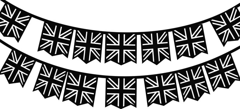 Victory in europe day celebrations with union jack flags bunting