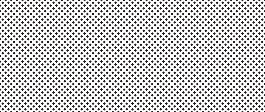 Abstract monochrome seamless pattern with small black diamonds on a white background. Minimalist geometric grid for modern branding, UI design, and precise architectural textures.