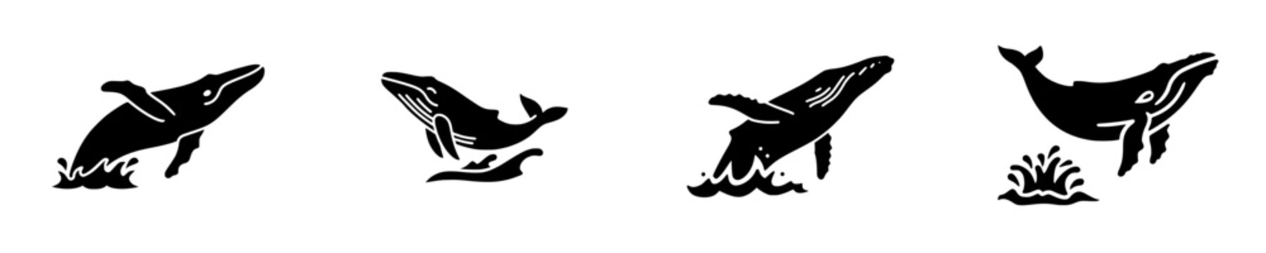 Silhouette of a majestic humpback whale in mid-jump