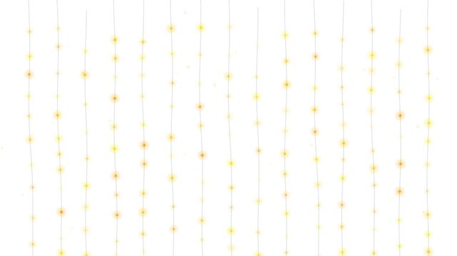 Abstract pattern of vibrant yellow glowing dots in vertical lines, a bright digital illustration on a clean white space