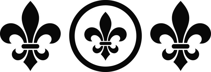 Three Black Fleur De Lis Symbols On White Background © Chayan