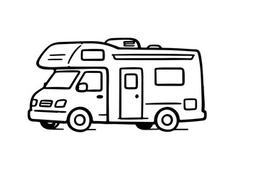 Line drawing of a recreational vehicle or motorhome