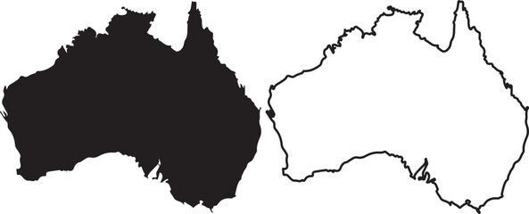 Black and white outline maps of australia © Mithun