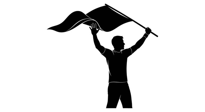 Silhouette of a Man Waving a Flag