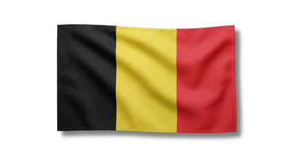 Fototapeta premium Waving Belgium national flag with black yellow red vertical stripes.
