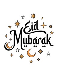 Obraz premium Eid mubarak greeting with crescent moon and stars