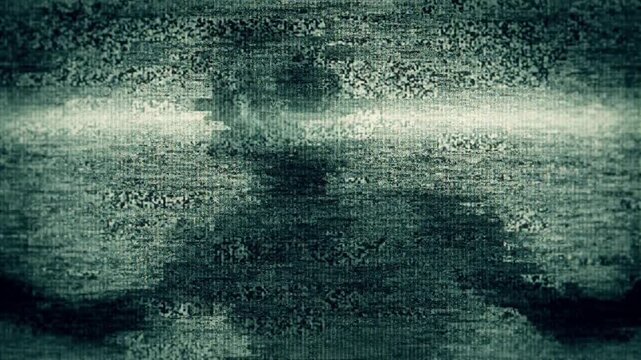 Mysterious Monster Figure Ghostly Glitch Background with Haunting Dark Signal Ghosting