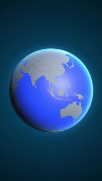 The animation shows a graphic representation of the earth and highlights the location and map of Palau colored red in vertical format.
