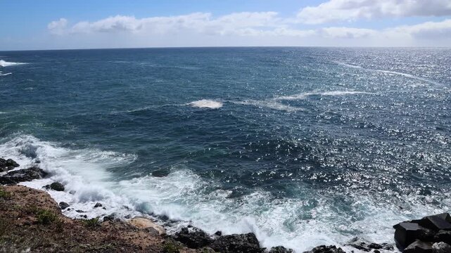Storm Therese impacting coastal area and shoreline infrastructure in Tenerife