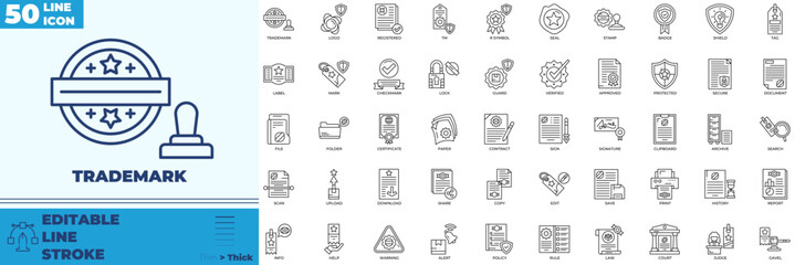 Trademark Line Editable Icons set © Madani Pro