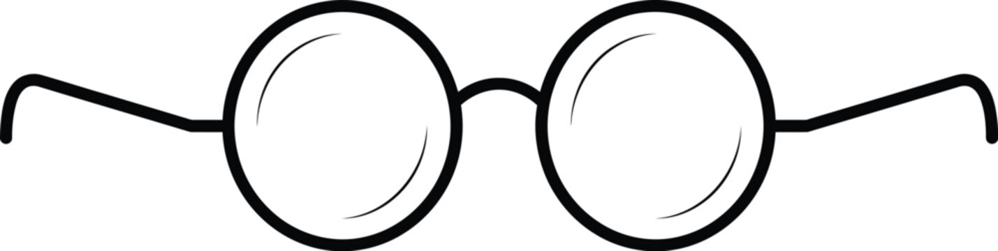 A minimalist vector illustration of round glasses with thin frame and temples