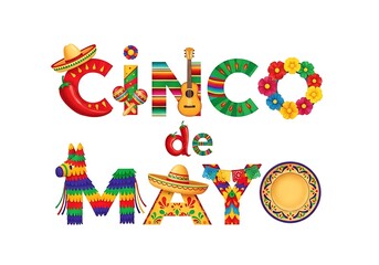 Fototapeta premium Cinco de Mayo celebration colorful festive graphic design elements