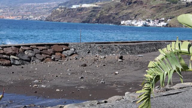 Storm Therese impacting coastal area and shoreline infrastructure in Radazul, Tenerife