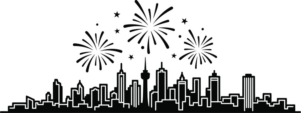 Victoria day canada fireworks city skyline celebration