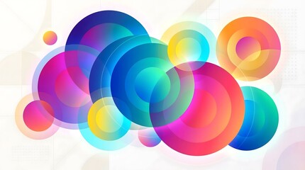 Obraz premium Bright modern circular gradient abstract background featuring overlapping colorful circles.