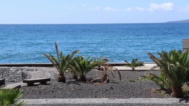 Storm Therese impacting coastal area and shoreline infrastructure in Radazul, Tenerife