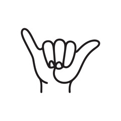 Obraz premium Shaka Hand Gesture Icon (Hang Loose Sign) – Minimal Line Art Vector