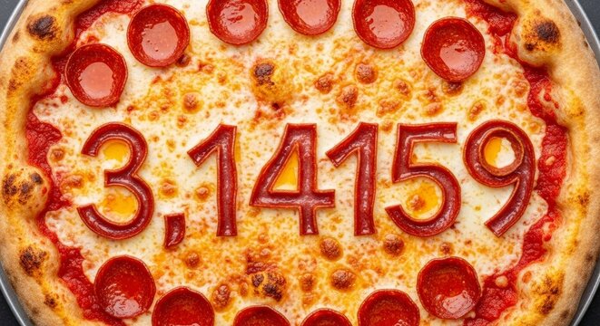 Pi digit pizza with pepperoni slices.