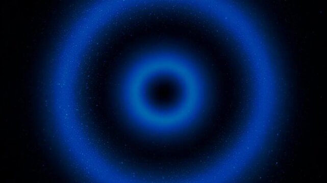 Glowing blue ring halo on dark starfield, abstract seamless loop background