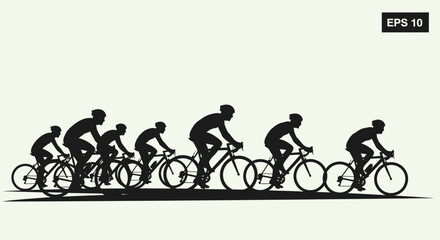 Obraz premium Group of Cyclists Silhouette Vector Illustration