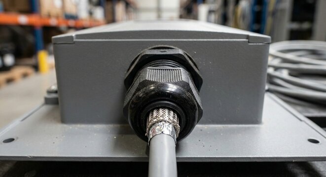EMC Shielded Cable Entry with Braided Metal Protection Through Industrial Cable Gland