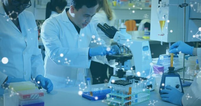 After tube swap male lead placing slide focusing and peering as mixer running overlay showing data