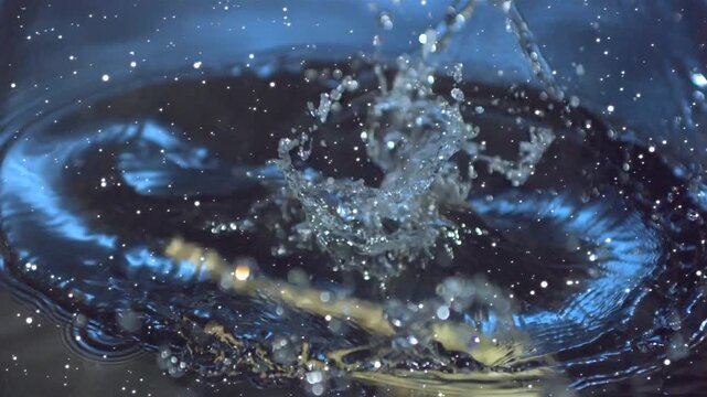 Pale parsnip dropping into dark pool, creating cavity, crown splash, jetting droplets for food ad