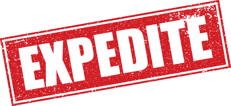 Red Expedite Rubber Stamp Sign Mark Word Text Written in Reverse Grunge Vector in Grunge Border in Transparent Background, Svg, Png