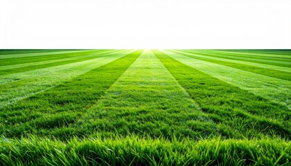 Obraz premium Vibrant Green Sports Field with Perfectly Striped Lawn and Bright Sunlight