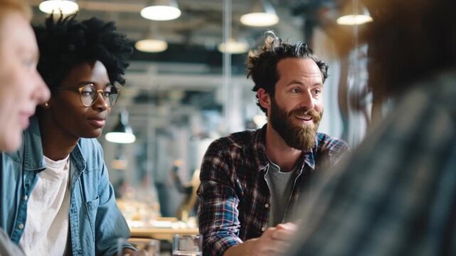 Creative Team Discussing Marketing Strategy in Modern Office Meeting