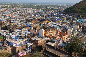 Fototapeta premium BUNDI RAJASTHAN INDIA. Bundi town cityscape beautiful view, Rajasthan, India. Bundi is a Village in the Hadoti region of Rajasthan state in northwest India.