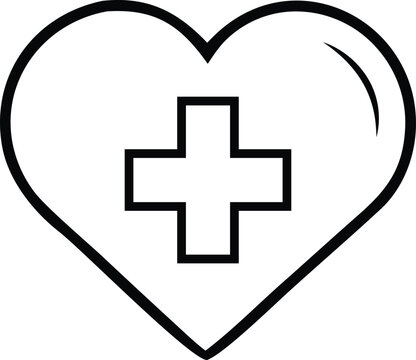 Minimalist line art of a small heart inside a large heart