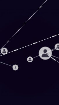 Vertical video: Tech nodes appearing on control, forming glowing network lines showing connections