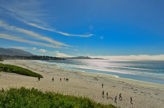 Stunning white sand beach in Carmel, California, on the picturesque Monterey Peninsula.