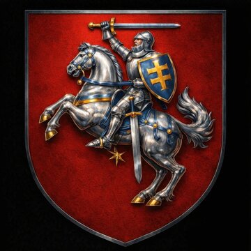 Lithuanian coat of arms "Vytis". In metal style