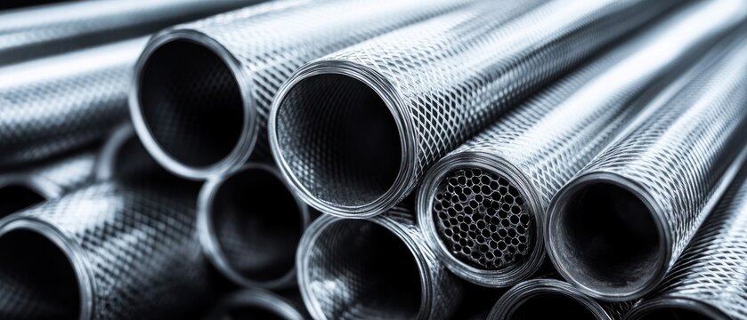 Rolled metal sheets industrial background