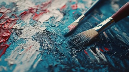 Fototapeta premium Abstract painting with paintbrushes