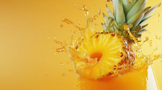 Pineapple splash juice refreshing yellow drink
