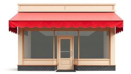 Obraz premium Minimal storefront shop facade isolated on pure white background retail business concept