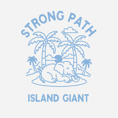 Obraz premium Elephant on island with palm trees.