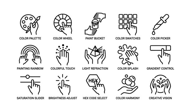 Artistic tools icons for color selection and manipulation