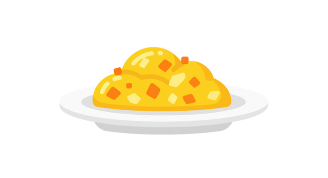 Tasty flat style mashed potatoes with carrot and sauce on plate