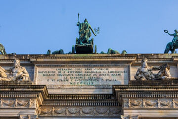 Fototapeta premium Arco della Pace at Piazza Sempione in Milan Italy IT