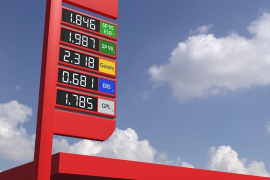Rising European Fuel Prices Displayed on Gas Station Totem