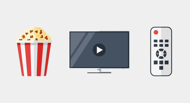 Movie night essentials: popcorn television and remote control