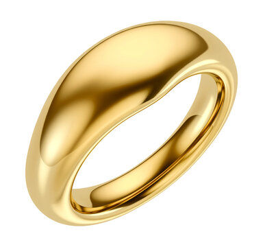 Minimalist Chunky Golden Band 3D Render Ready for E-commerce and Virtual Try On